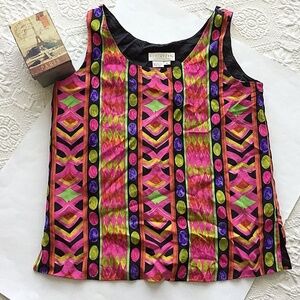 Vntg. Doncaster 100% Silk Retro Geometric Print …